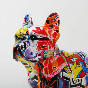 Creativity Modern Colorful French Bulldog Statue Wholesale Graffiti  Office Ornaments Printing Resin Dog Home Decor Crafts 2