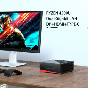 Mini PC Windows 11 AMD Ryzen 5 4500U Desktop Gaming Computer NVME SSD WIFI 6 BT 5.2 3X4K@60GHZ Dual Gigabit Ethernet HTPC 1