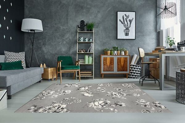 Rug GNAB 60642653 Flowers roses grey / white