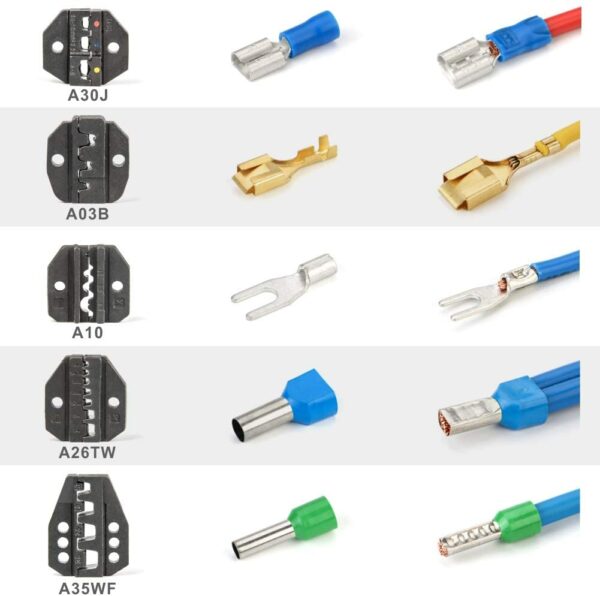 IWISS Crimping Tool Kits with Wire Stripper and Cable Cutters Suitable for Non-Insulated & Insulated Cable End-Sleeves Terminals 6