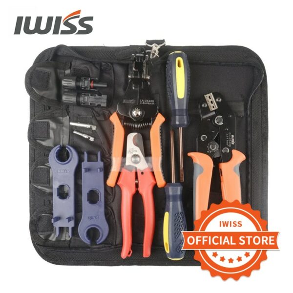 IWISS Solar PV Cable Crimping Plier Tool Kit for 2.5/4/6mm ²with Stripper,Cutter, Spanner Connectors-Oxford bag pack 1