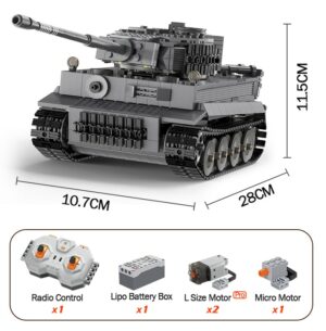 925pcs City Remote Control Ww2 Military Army Tiger Tank Building Blocks Weapon Bricks RC Vehicle Toys Gifts Children Boys 1