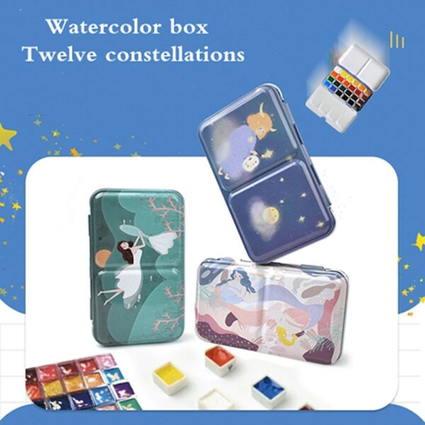 12 Constellations Empty Watercolor Palette Painting Storage Iron Tins Paint Palette With Lid For Painting Art Supplies 3