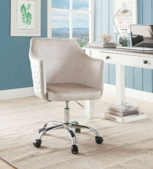 Home Modern And Minimalist Furniture Office Desk Chair Computer Chair Fashion Furniture Office Chair In Champagne Velvet  Chrome 1