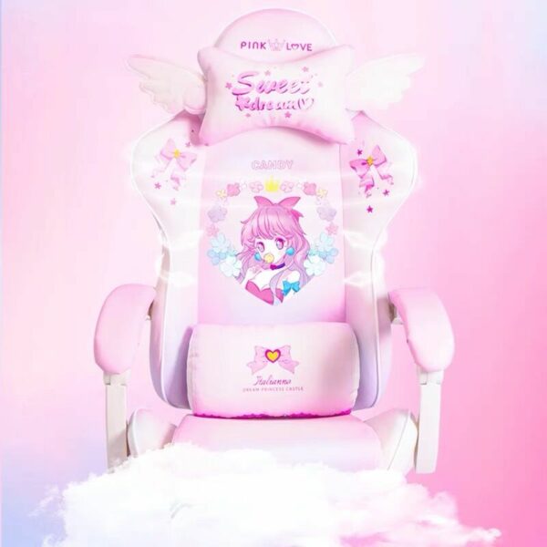 2021 New Lovely pink Maiden computer chair students gaming chair silla girl ESports chair Anchor home Live Rotating Chair 5