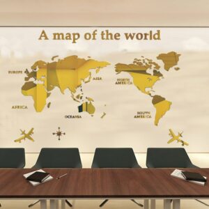 1Pc World Map Wall Stickers Acrylic Creative 3D TV backdrop Wallpaper Decoration Home Living Room Office Interior Decorative 2