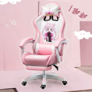 Pink Cartoon Live Gaming Chair Multifunctional High Resilience Sponge Adjustable Sofa Recliner Comfortable Home Computer Chair 1