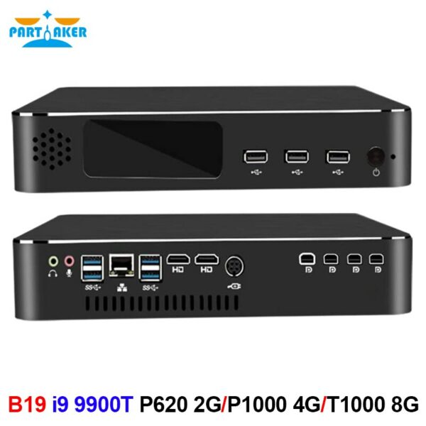 Partaker Mini Desktop PC Computer i9 9900T with T400 2G P1000 4G T1000 8G Dedicated Graphics for Design Video Editing Modeling 1