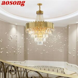 AOSONG Chandelier Gold Pendant Lamp Fixtures Postmodern LED Light for Home Living Dining Room Villa 1