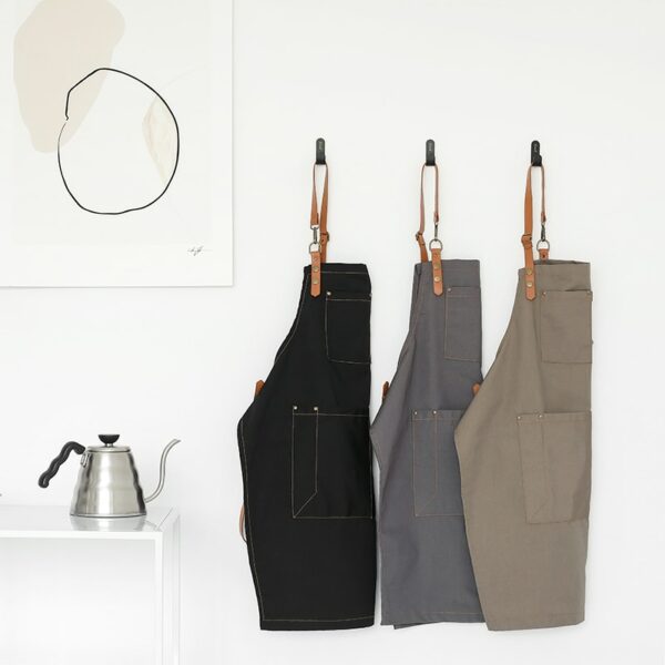 Han edition fashion canvas cotton apron custom logo dining-room kitchen tea cafes canvas men's and women's clothes 4