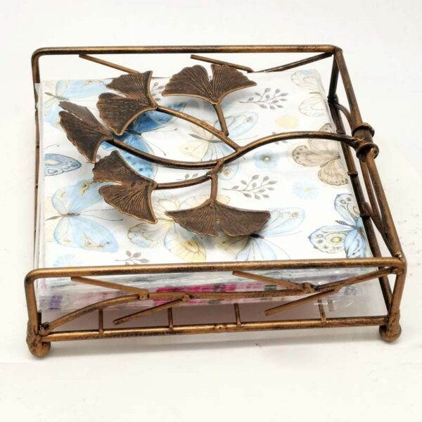 Retro Nordic Wrought Iron Square Drawing Paper Box Dining Paper Storage Light Luxury Ginkgo Leaf Tissue Box 3