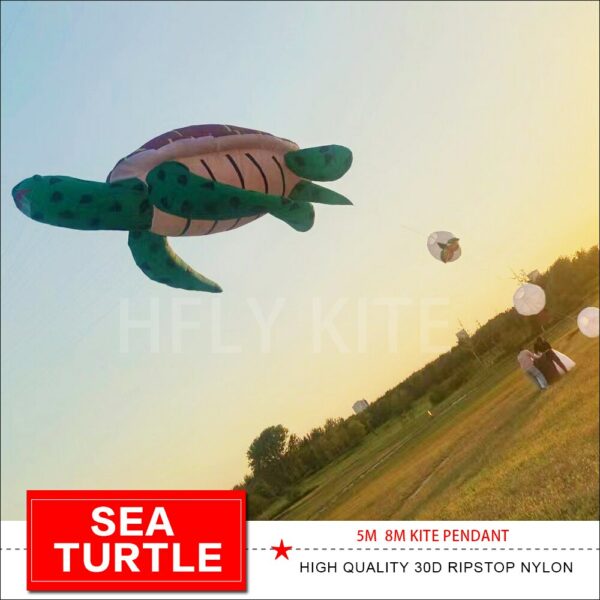 NEW ARRIVAL 5M 8M sea turtle KITE PENDANT LINE LAUNDRY SOFT INFLATABLE KITE 30D RIPSTOP NYLON 3