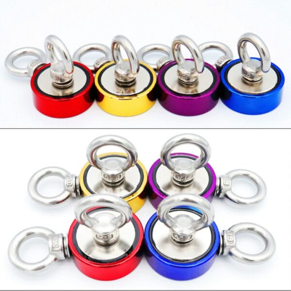 D48mm D60mm D67mm D75mm Colorful Double Side Search Magnet Super Strong Neodymium Magnet Fishing Salvage Magnet Sea Fishing 3