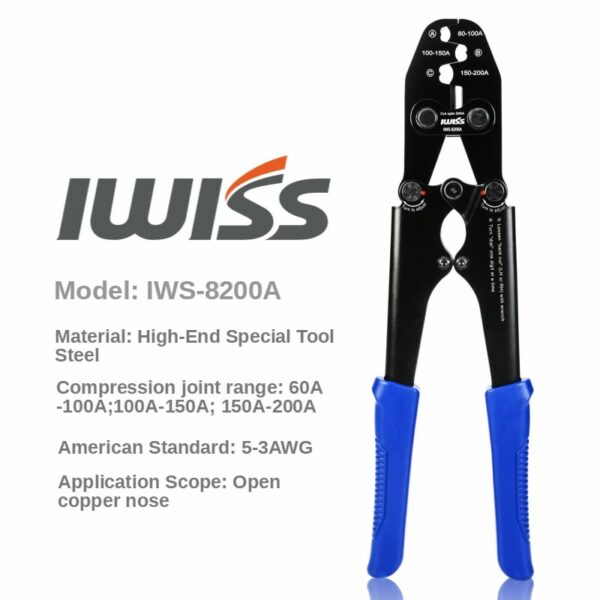 IWISS IWS-5100A Battery Lugs and Open Barrel Connectors Crimping Tools works with Wire AWG 16-4 2