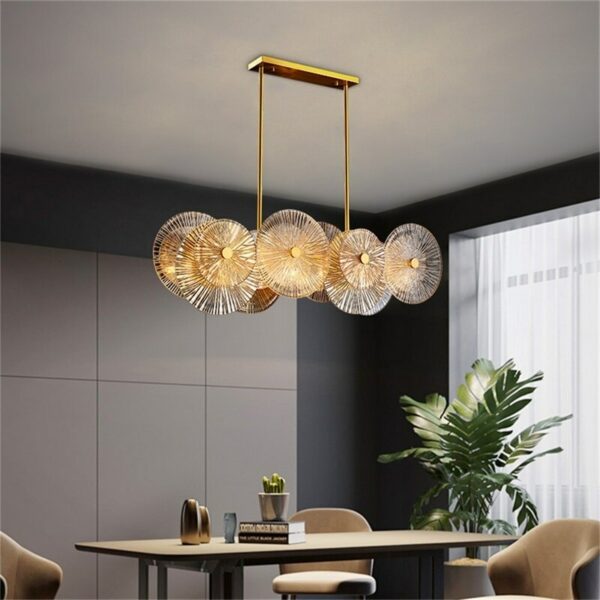 Hongcui Chandelier Gold Pendant Lamp Postmodern Home Round Light Fixture for Living Dining Room 3