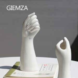 GIEMZA Hands Ceramic White Vase Decor Blender No Plant Flower 1pc Hydroponics Cemetery Stand Unique Vases Office Table 2