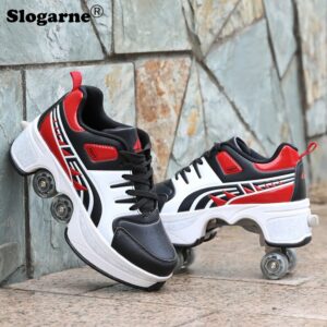 Kids' Roller Skates Boy Girl Unisex Four-Wheels Dual-Use Skate Shoes Double-Row Roller Men Inline Skates Casual Sports Sneakers 2