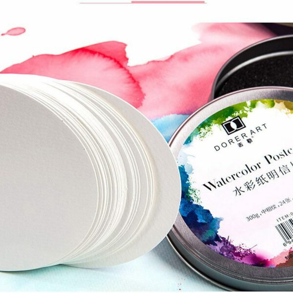 Dorerart Round Cotton Watercolor Paper Pad Postcard 300g Aquarelle Professional Painting Paper Hand Painted Aquarel Art Supplies 3