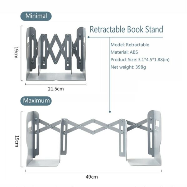 Retractable Bookends For Shelves Book Support Stand Adjustable Bookshelf With Pen Holder Desk Organizer Office Accessories 4