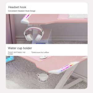 New Pink gaming table with RGB light fashion female anchor computer desk bedroom study desk girls boy black desk 100/120CM desk 2