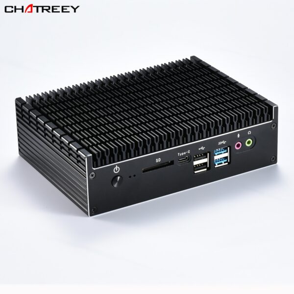 Chatreey KC10F Mini PC Fanless Intel Core i5 i7 Desktop Gaming Computer Support Windows 11 industrial PC Dual lan Nvme SSD 1