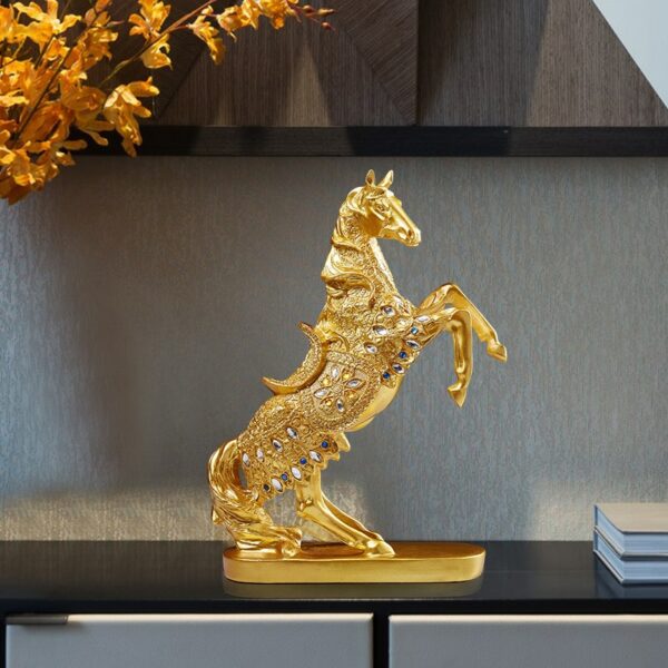 Golden War Horse Unicorn Statue Sculpture Modern Office Desk Nordic Home Decor Decoration Accessories Ornaments Furnishing 4