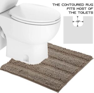 Taupe bathroom rugs, contour rug sets, extra thick bath mats, anti-slip soft plush chenille shaggy bath m