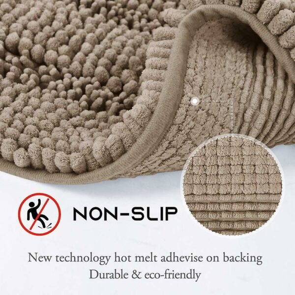 Taupe bathroom rugs, contour rug sets, extra thick bath mats, anti-slip soft plush chenille shaggy bath m