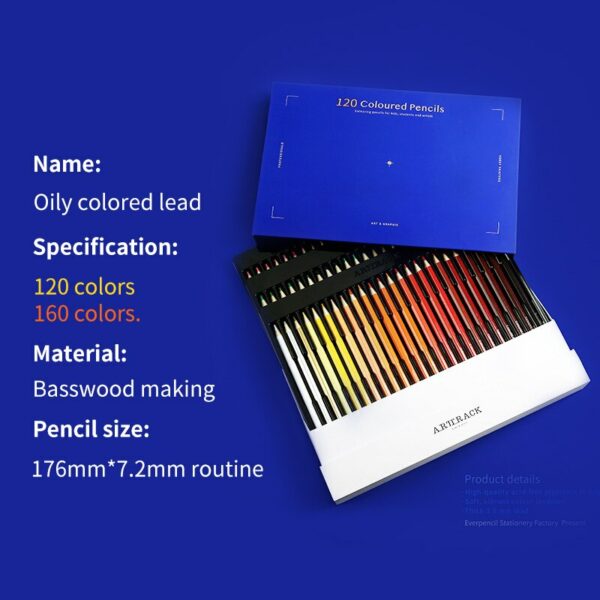 120/160 Color Professional Oil Color Pencils Set Wood Soft Tin Box Artist Pencils Set For Drawing Sketch Art Supplies 6