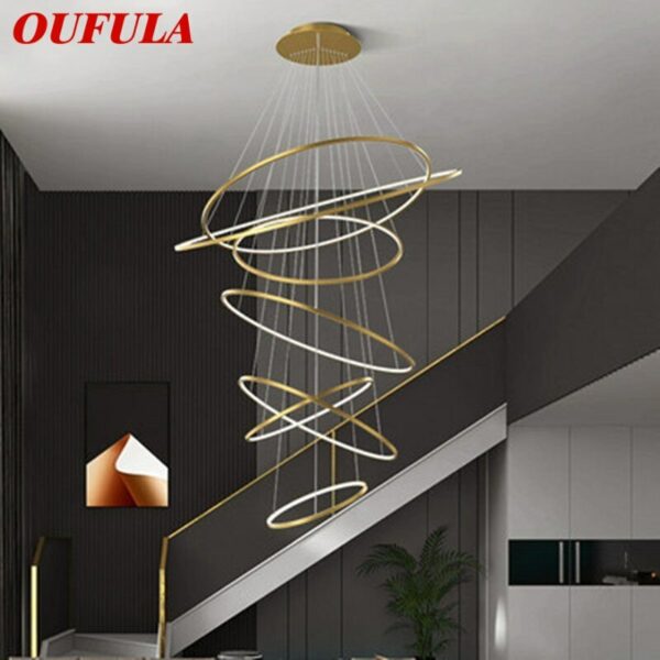 OUFULA LED Pendant Light Luxury 9 Rings Chandelier Fixtures Modern for Home Living Room 1