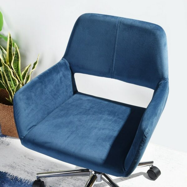 25.6" L x 21.3"W Home Modern Furniture Office Desk Chair Computer Chair Fashion Velvet Adjustable Swivel Office Chair Dark Blue 4