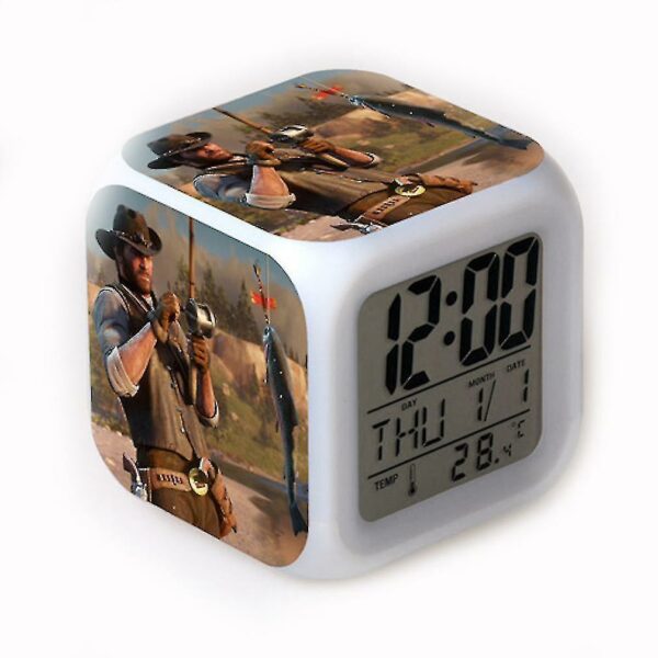 Red Dead Alarm Clock Color-changing Square Led Clock