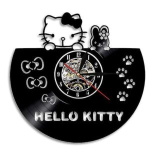 Hello Kitty vinyl record wall clock