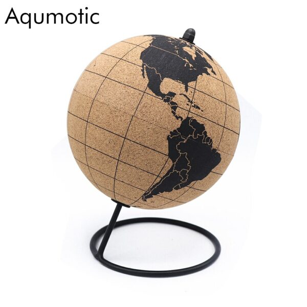 Aqumotic Cork Globe Decoration No Word 1pc World Message Board with Push Pins Large and Small Office Table Decora 3