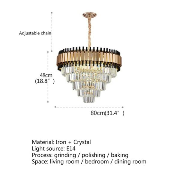 Hongcui Postmodern Chandelier Rectangle Fixtures Crystal Pendant Lamp Luxury Light LED Decorative for Home 6