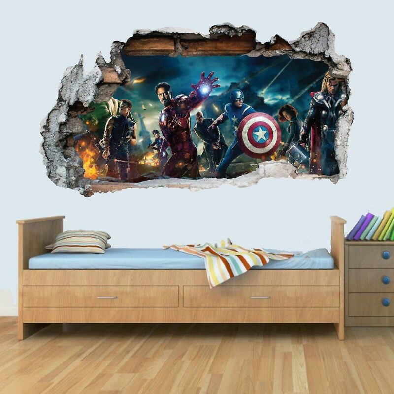 Marvel Avengers Vinyl Smashed Wall Art Decal Stickers Bedroom Boys Girls 3D