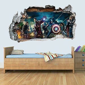 Marvel Avengers Vinyl Smashed Wall Art Decal Stickers Bedroom Boys Girls 3D