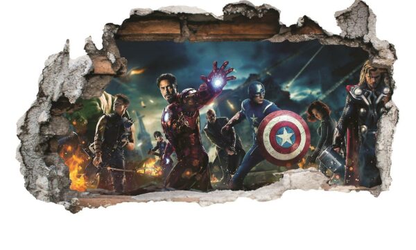 Marvel Avengers Vinyl Smashed Wall Art Decal Stickers Bedroom Boys Girls 3D