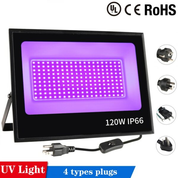 LED Black Night Light for Party Bar DJ Floodlight UV Light Outdoor Waterproof IP66 Curing Fluorescent Mural Light 30W 60W 120W 1