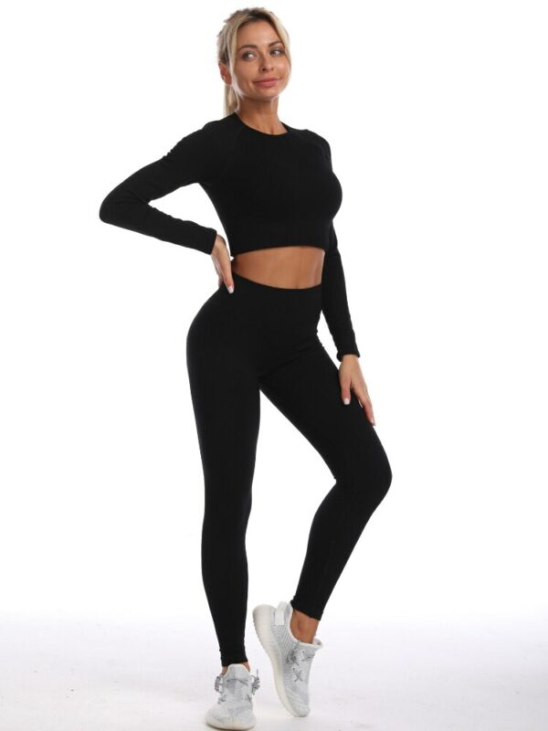 Workout Sets for Women 2 Piece Outfits Sexy Autumn Long Sleeve Sweatsuits Jogging Suits Casual Bodycon Seamless Yoga Gym Set 3