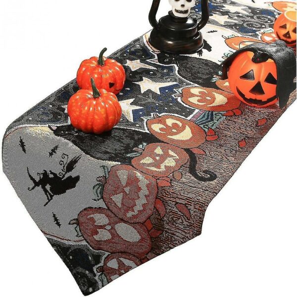 A halloween table runner linen decorative tablecloth with tassels party home table decor lc678 awo93861