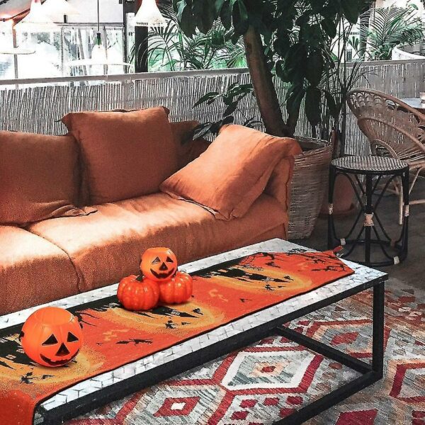 B halloween table runner linen decorative tablecloth with tassels party home table decor lc679 awo76357