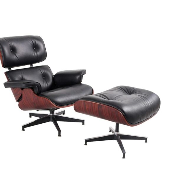 Modern Lounge Chair and Ottoman with Real Leather for Home Office - Red Rose Wood&BlackSuitable for Bedrooms Living Rooms 6