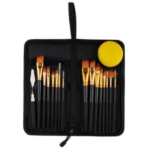 17Pcs Professional Paint Brush Set With Canvas Bag for Watercolor Acrylic Painting Brush Art Supplies Craft Long Wooden Handle 2