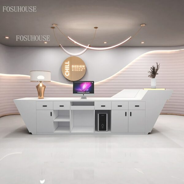 Beauty Salon Reception Desks Barber Shop Reception Desk Simple Modern Office Furniture Light Luxury Company Commercial Bar Table 5