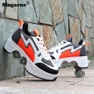 Kids' Roller Skates Boy Girl Unisex Four-Wheels Dual-Use Skate Shoes Double-Row Roller Men Inline Skates Casual Sports Sneakers 1