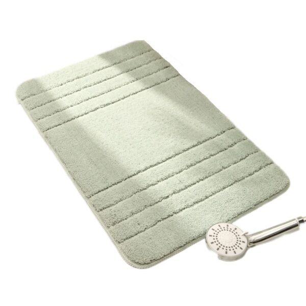 Inyahome Bath Rugs for Bathroom Non-Slip Saga Green Bath Mats Machine Washable Absorbent Shaggy Floor Mat Microfiber Stripe Pad 1