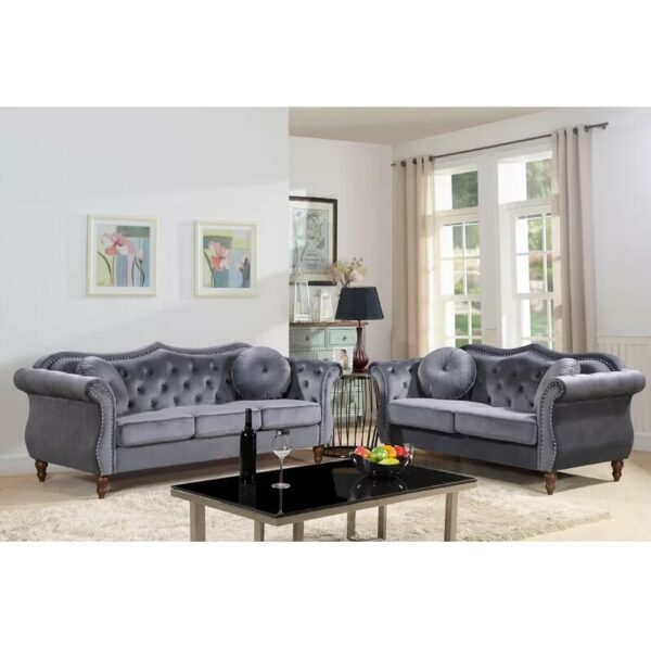 Luxury Living Room Sofa 2 Piece Velvet Living Room Set with Solid + Manufactured Wood 1