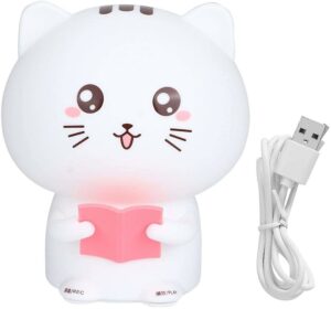 Household silicone LED lamp, mini kitten shaped LED reading light, recording night light with touch senso