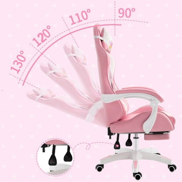 Upgraded Latex Computer Chair Pink Cartoon Live Gaming Chair Multifunctional Adjustable Home Comfortable Sofa Recliner 3